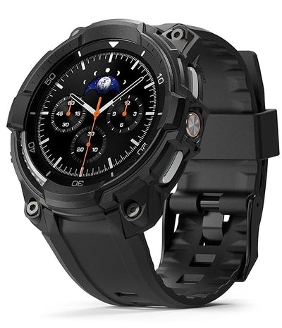 Samsung Galaxy Watch 8 Classic 46mm Rugged Gear Case & Strap Detachable Band - All Black