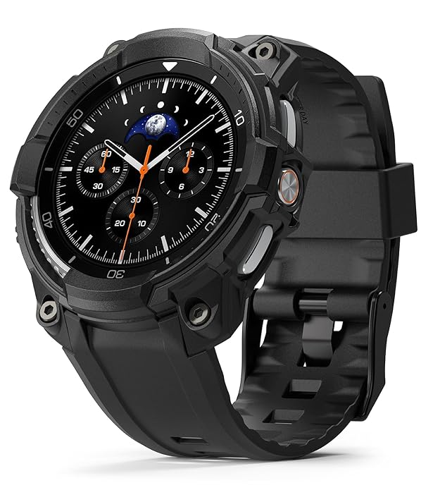 Samsung Galaxy Watch 8 Classic 46mm Rugged Gear Case & Strap Detachable Band - Black