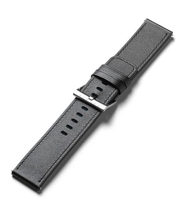 Ringke Leather One Basic Bold for Watch Lug Width 24mm Classic Style Stainless Steel Buckle - Black