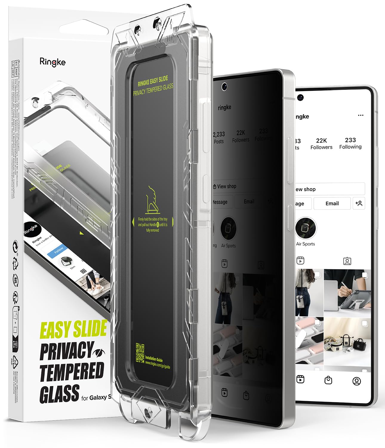 Galaxy S25 Ultra Screen Protector Guard with Installation Tool, Easy Slide Pro Privacy Glass | Tempered Glass Film (2 Pack)