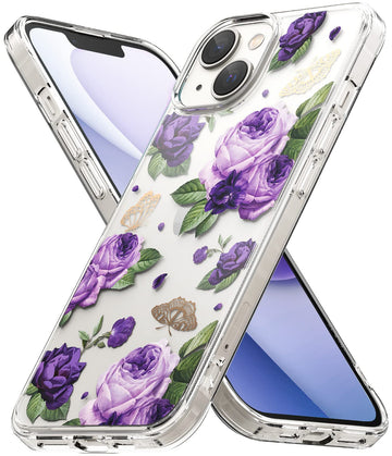 Apple iPhone 14 Back Cover Case | Fusion Design - Purple Rose