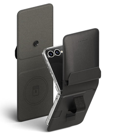 Samsung Galaxy Z Flip 7 Back Cover Case | Folio Grip Wallet Magnetic - Black