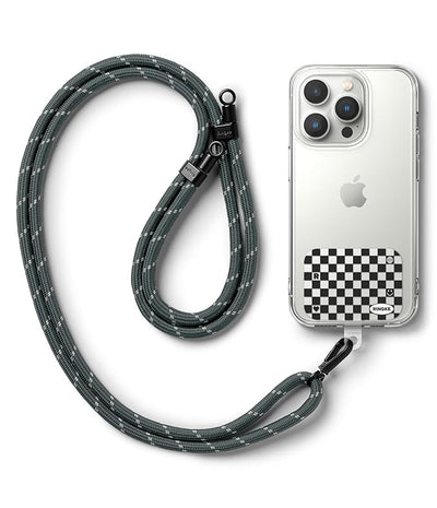 Ringke Holder Link Strap with Graphic Design TPU Tag | Checkerboard Black - Charcoal & Gray