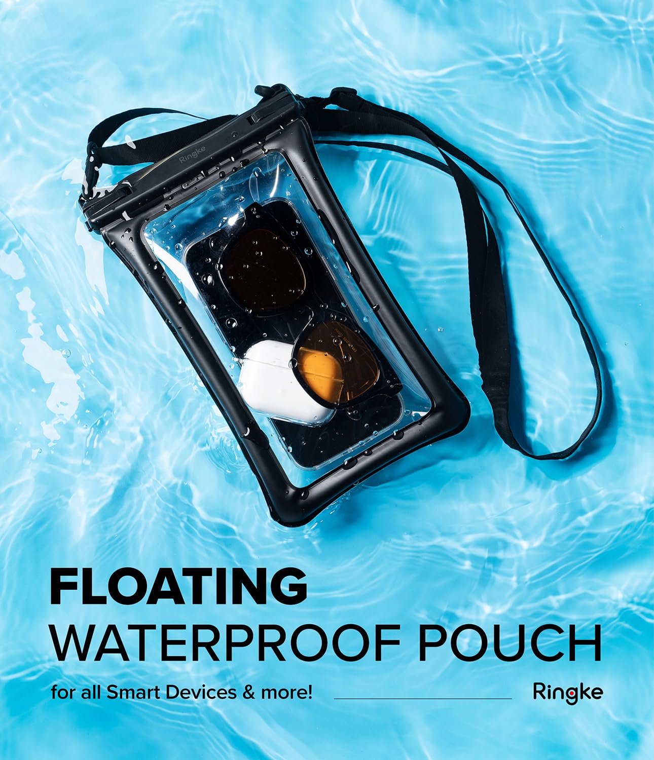 Ringke Floating Waterproof Pouch IPX8 Underwater Phone Pouch Sealed Clear Dry Bag with Lanyard Strap