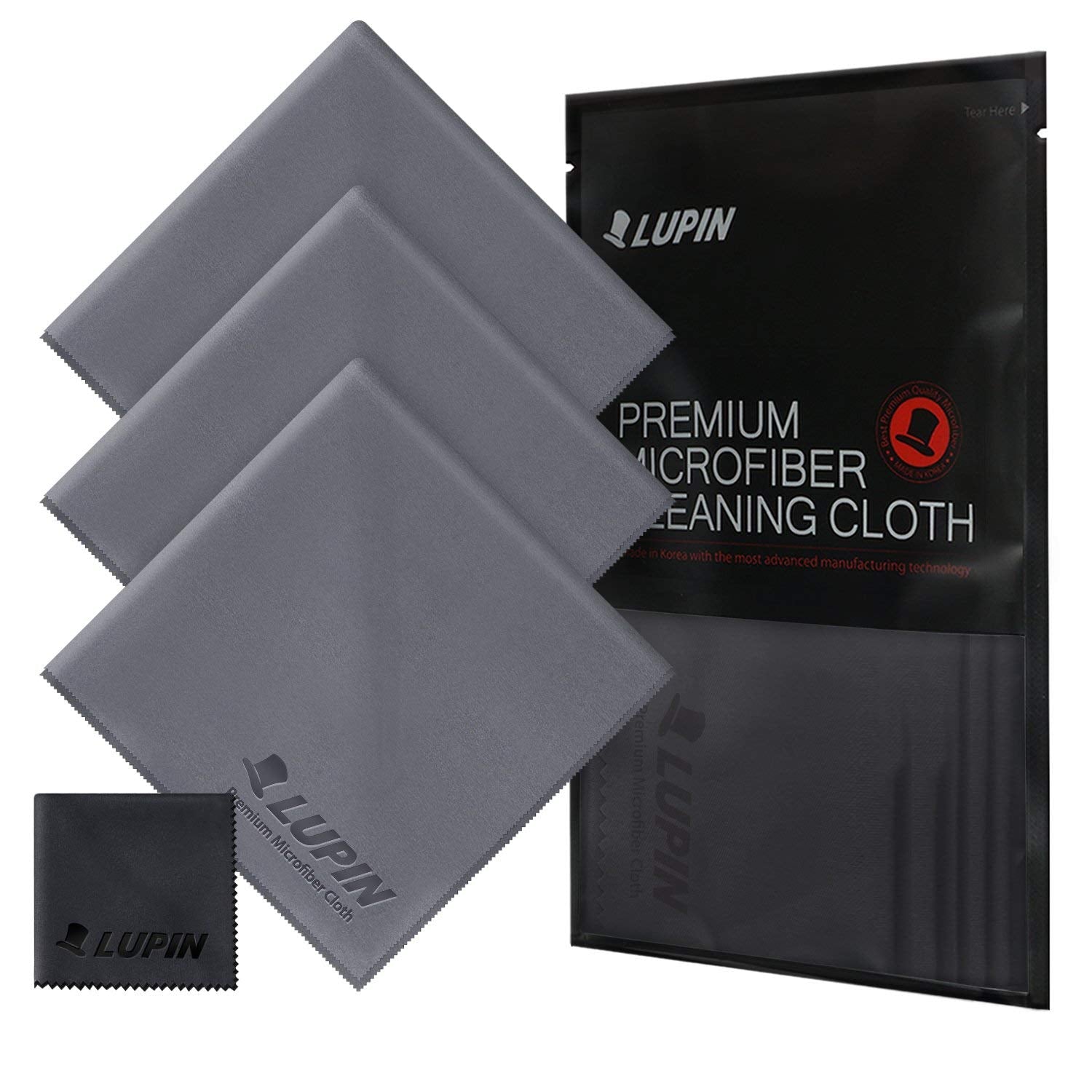 Ringke Microfiber Cleaning Cloths, Large [3+1 Pack] - Gray