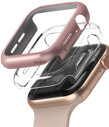 Slim Case Compatible with Apple Watch Series 6 / 5 / 4 / SE 40mm - Clear & Rose Gold (2 Pack)