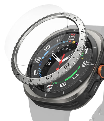Samsung Galaxy Watch Ultra 47mm Bezel Styling With Screen Protector Tempered Glass - Silver (47-01)