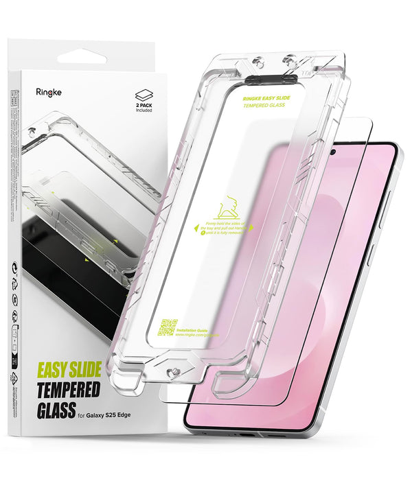 Galaxy S25 Edge Tempered Glass Screen Protector Guard | Easy Slide Transparent - 2 Pack (with Installation Tool)
