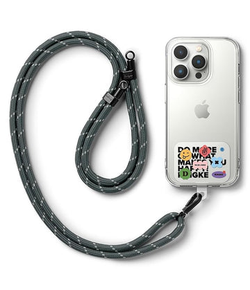 Holder Link Strap with Graphic Design TPU Tag | Lettering Patch - Charcoal & Gray