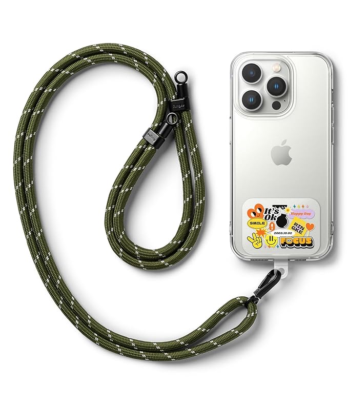 Holder Link Strap with Graphic Design TPU Tag | Focus - Khaki & White