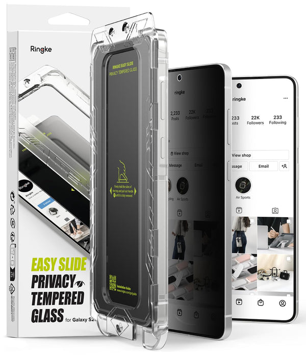 Galaxy S25 Edge Tempered Glass Screen Protector Guard | Easy Slide Privacy - 2 Pack (with Installation Tool)