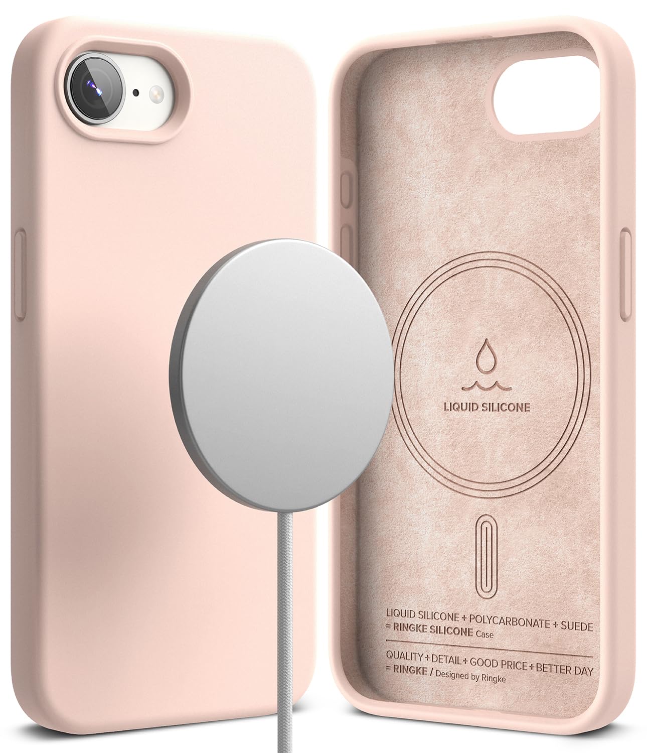 iPhone 16e 2025 Back Cover Case | Silicone Magnetic - Pink Sand