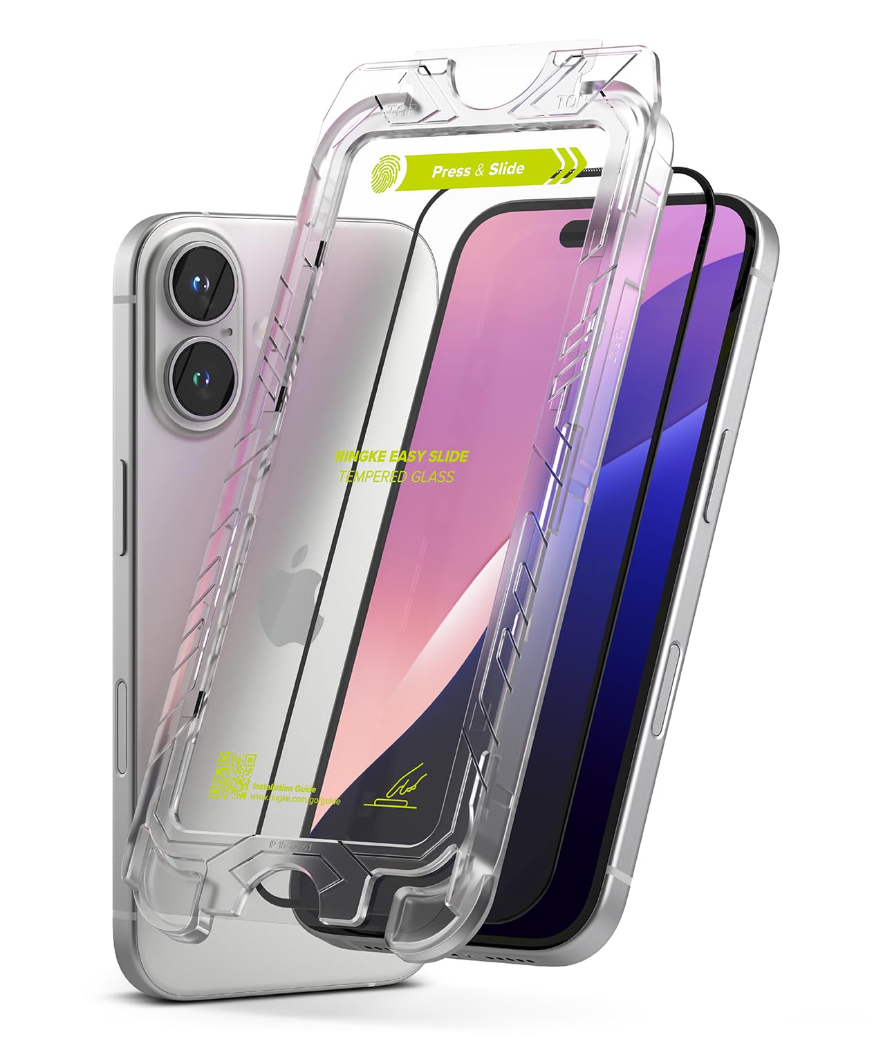 iPhone 16 Screen Protector Guard with Easy Installation Tool, Easy Slide Glass | Tempered Glass (2 Pack)