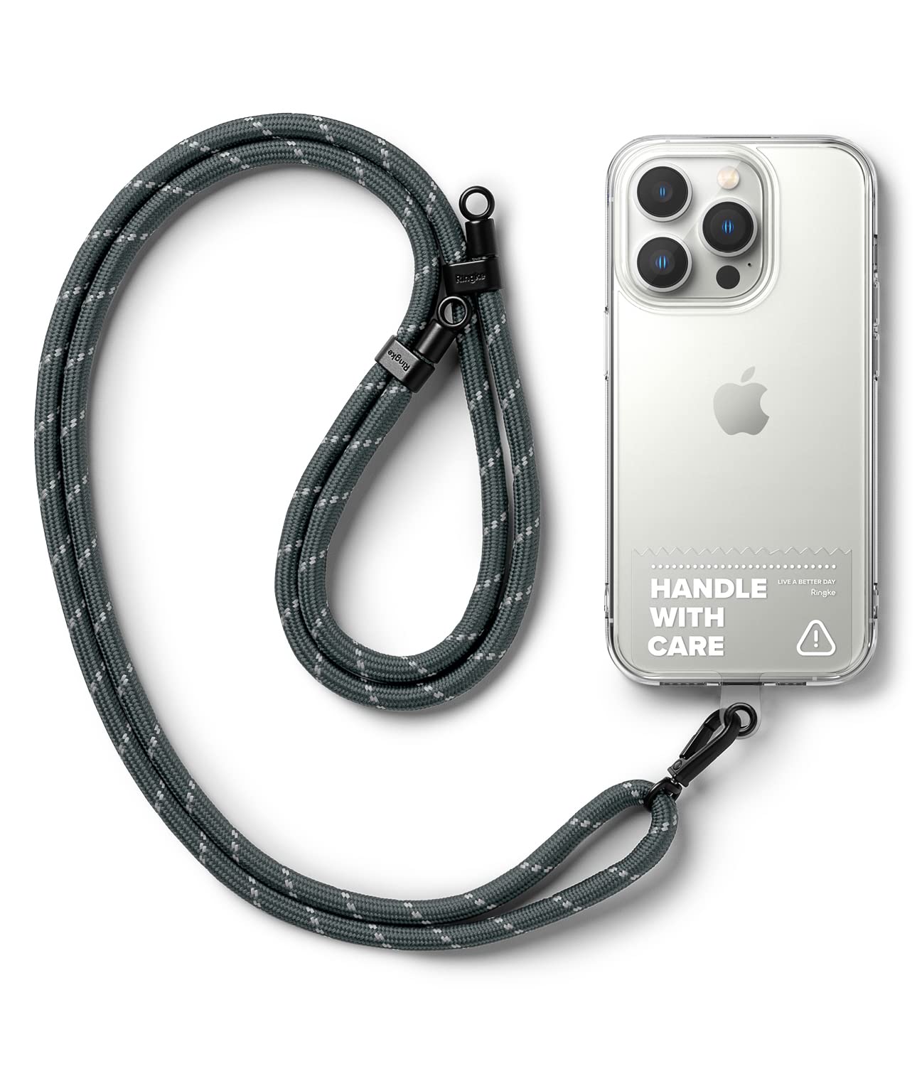 Ringke Holder Link Strap with Nylon Tag | Charcoal & Gray - Clear