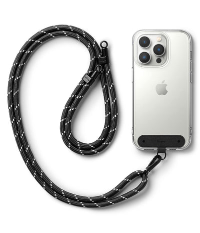 Ringke Adjustable Crossbody Polyester Rope Lanyard (Holder Link Strap)  - Black & White