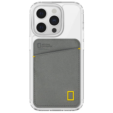 Nat Geo iPhone 14 Pro Back Cover Case |Card Pocket Case-Gray