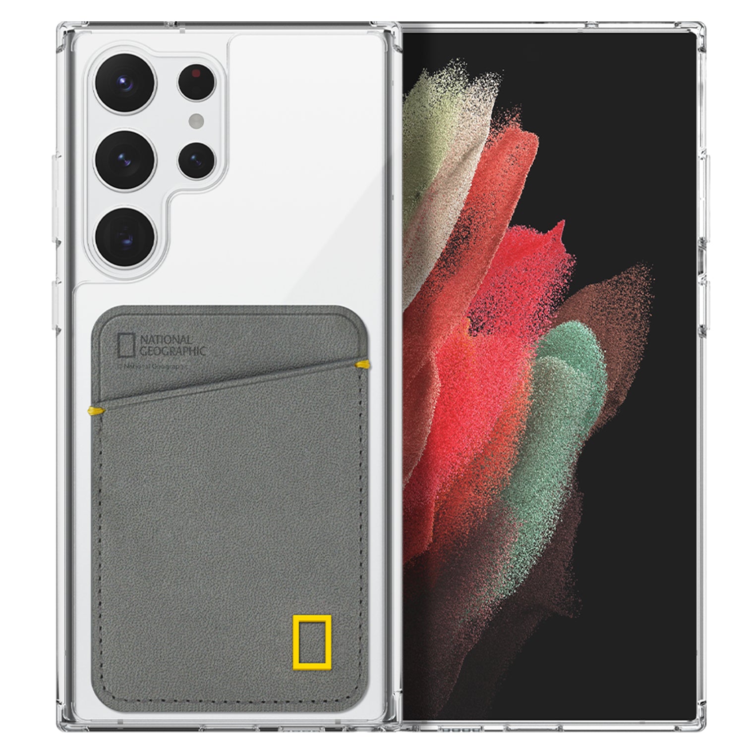 Nat Geo Galaxy S23 Ultra Back Cover Case |Card Pocket Case-Gray