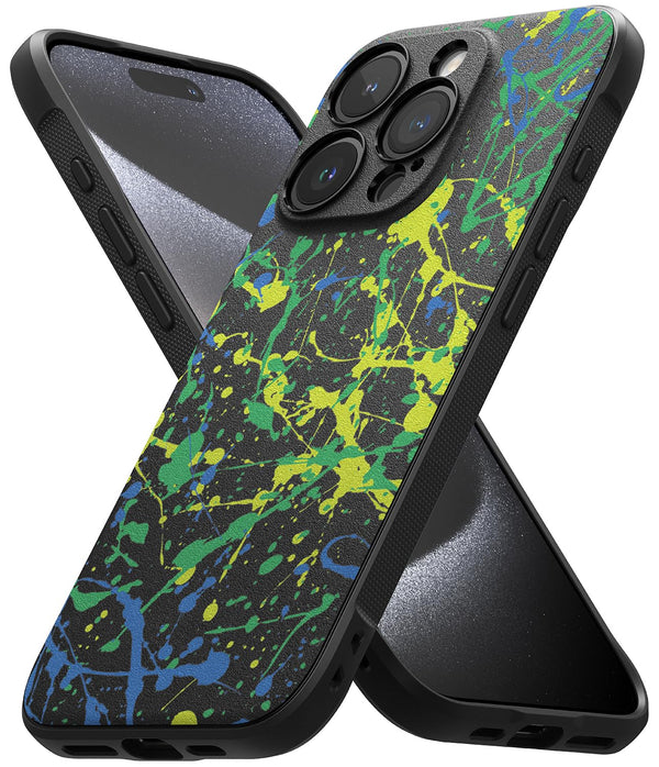 (Refurbished) Ringke iPhone 15 Pro Max Back Cover case Onyx - Action Painting