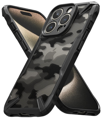 (Refurbished) Ringke iPhone 15 Pro Max Back Cover case Fusion-X - Camo Black