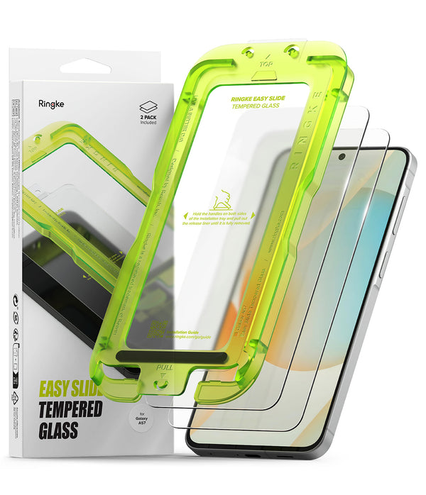 Galaxy A57 Tempered Glass Screen Protector Guard | Easy Slide Transparent - 2 Pack (with Installation Tool)