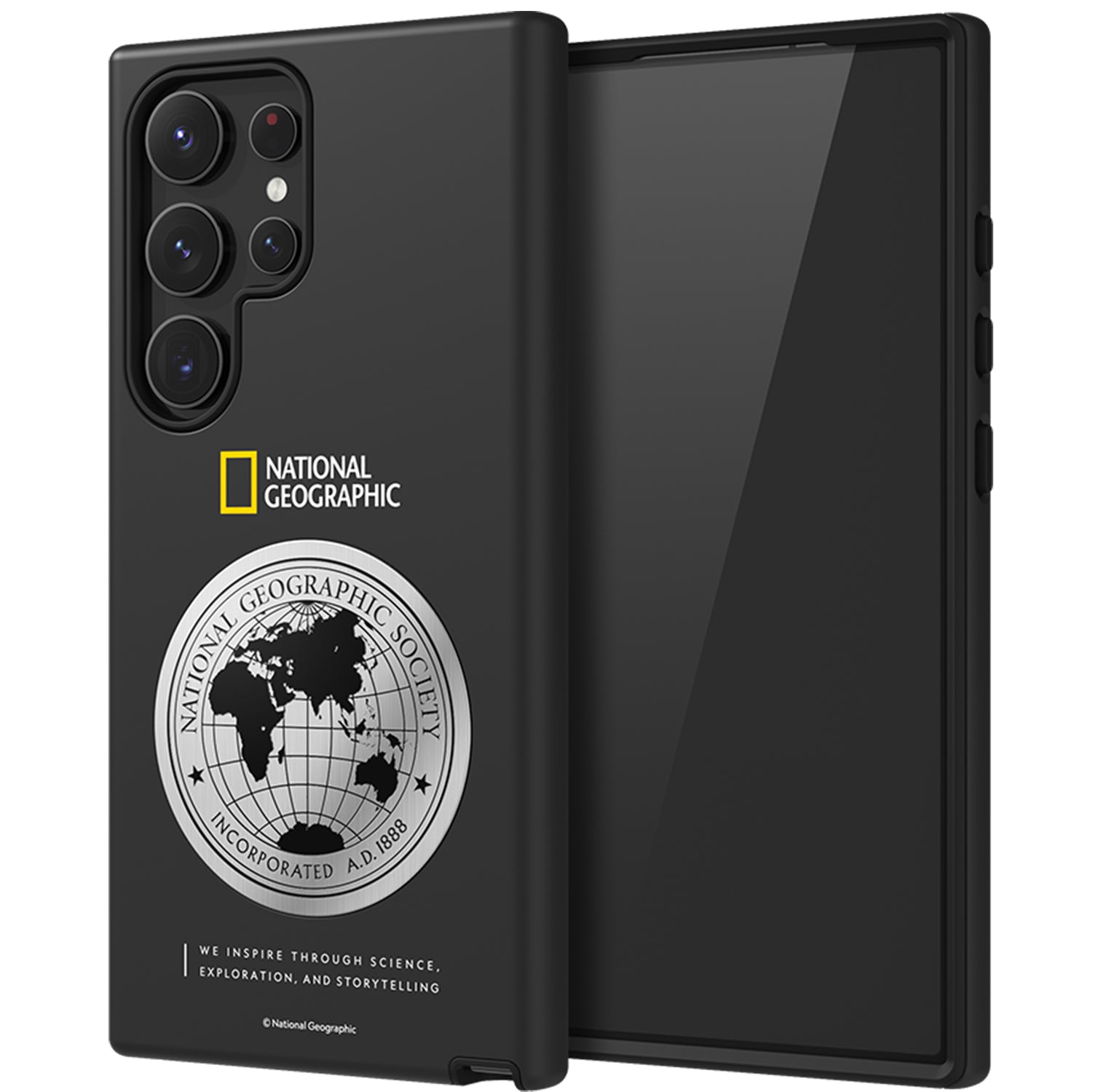 Nat Geo Galaxy S24 Ultra Back Cover Case |Metal Deco Hard Shell Case-Black