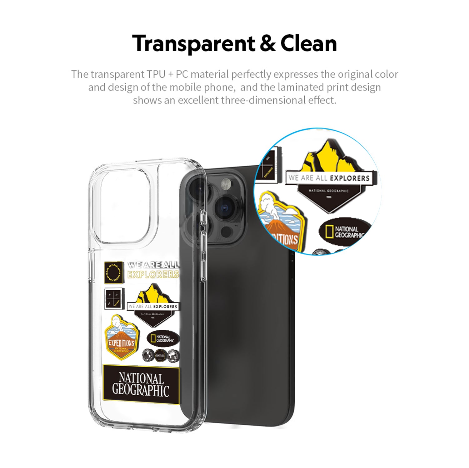 Nat Geo iPhone 15 Pro Max Back Cover Case | Wappen Clear - Expedition