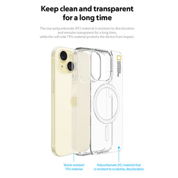 Nat Geo iPhone 15 Plus Back Cover Case | Magsafe - Transparent