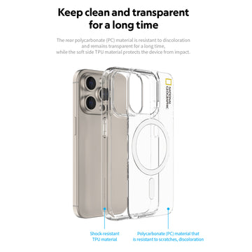 Nat Geo iPhone 15 Pro Max Back Cover Case | Magsafe - Transparent