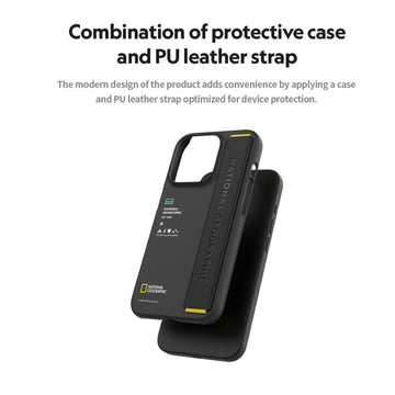 Nat Geo iPhone 15 Back Cover Case | Strap - Black