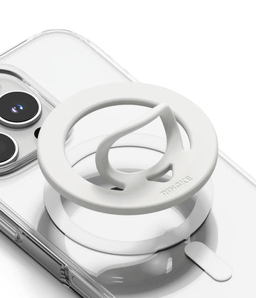 Ringke Dual Magnetic Silicone Ring [Compatible with MagSafe Cases]  Finger Ring Grip Holder - White