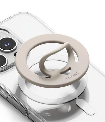 Ringke Dual Magnetic Silicone Ring [Compatible with MagSafe Cases]  Finger Ring Grip Holder - Warm Gray