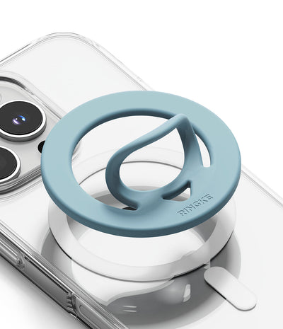 Ringke Dual Magnetic Silicone Ring [Compatible with MagSafe Cases]  Finger Ring Grip Holder - Light Teal