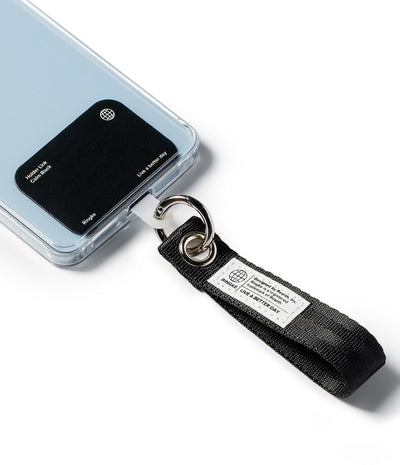 Ringke Holder Link Eyelet Keyring Finger Strap with Patch and Carabiner - Black