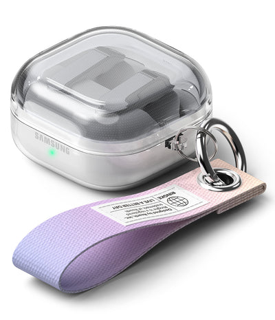 Samsung Galaxy Buds 4 Pro / Buds 4 Air Case with Carabiner and Strap - Clear / Aurora