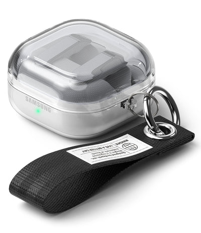 Samsung Galaxy Buds 4 Pro / Buds 4 Air Case with Carabiner and Strap - Clear / Black