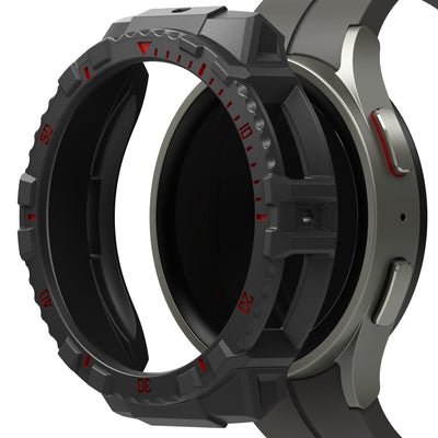Samsung Galaxy Watch 5 Pro 45mm Strap with Case Fusion-X Guard - Black (Red Index)