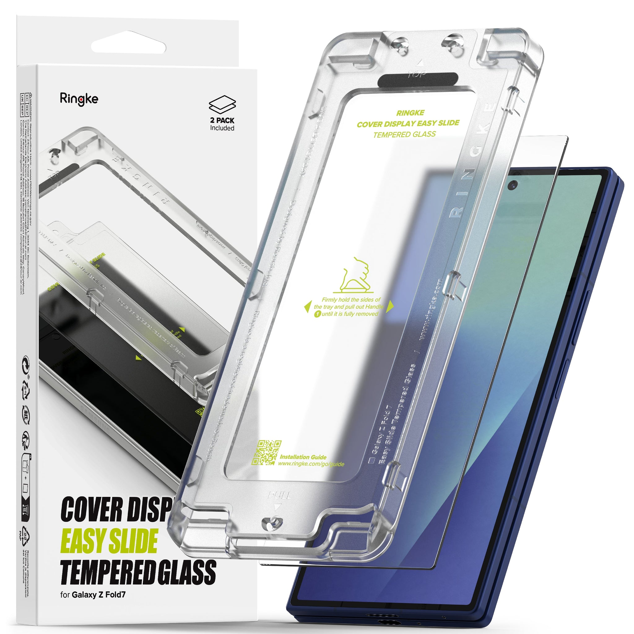 Samsung Galaxy Z Fold 7 Tempered Glass Screen Protector Guard | Easy Slide [2 Pack]