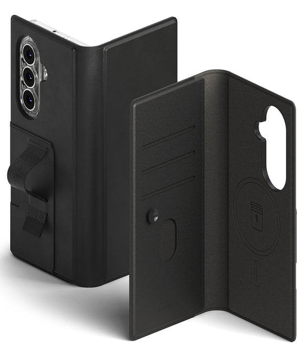 Samsung Galaxy Z Fold 7 Back Cover Case | Folio Grip Wallet Magnetic - Black