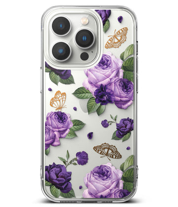Apple iPhone 14 Pro Max Back Cover Case | Fusion Design - Purple Rose