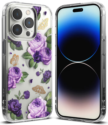Apple iPhone 14 Pro Back Cover Case | Fusion Design - Purple Rose