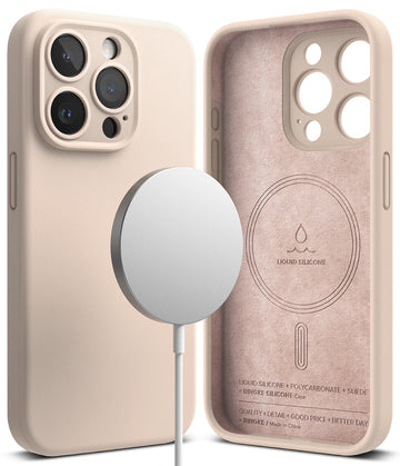iPhone 15 Pro Max Back Cover case | Silicone Magnetic - Pink Sand