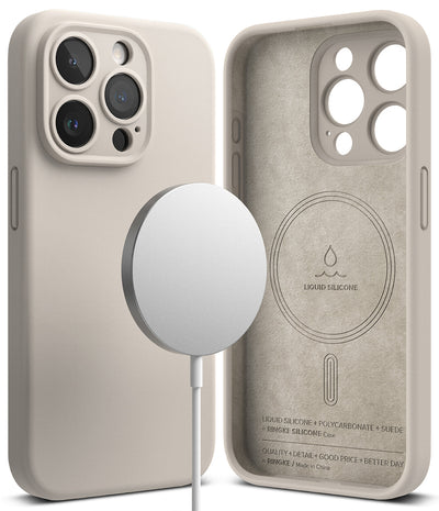 iPhone 15 Pro Max Back Cover case | Silicone Magnetic - Stone
