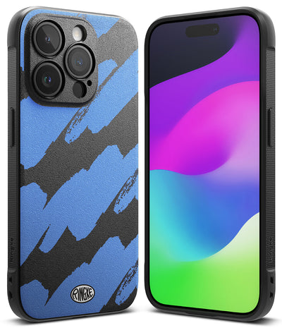 iPhone 15 Pro Back Cover case | Onyx Design - Blue Brush