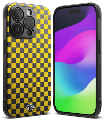 iPhone 15 Pro Max Back Cover case | Onyx - Checkerboard Yellow