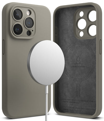 iPhone 15 Pro Back Cover case | Silicone Magnetic - Gray