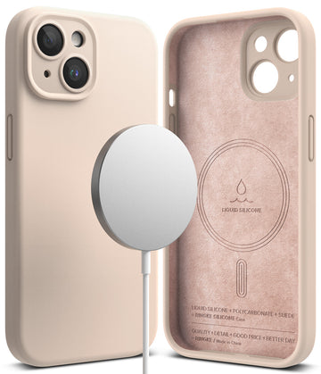 iPhone 15 Plus Back Cover case | Silicone Magnetic - Pink Sand