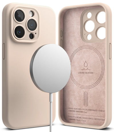 iPhone 15 Pro Back Cover case | Silicone Magnetic - Pink Sand