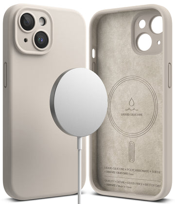 iPhone 15 Plus Back Cover case | Silicone Magnetic - Stone