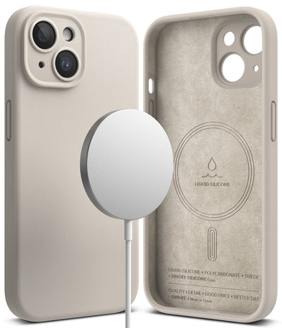 iPhone 15 Plus Back Cover case | Silicone Magnetic - Stone