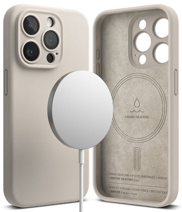 iPhone 15 Pro Back Cover case | Silicone Magnetic - Stone
